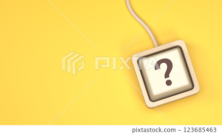 Keyboard with a key featuring a question mark symbol. The button represents inquiries, help, customer support, curiosity, FAQs, troubleshooting, and seeking information online. 123685463