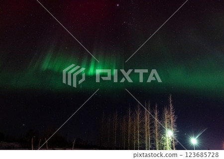 Aurora Borealis over Island Aurora Borealis over Island 123685728