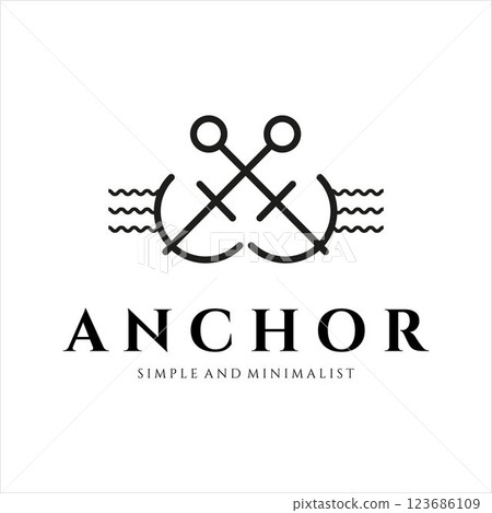 anchor ship logo minimalist line art icon illustration template design. minimal logo emblem anchor for marine or sailor business concept symbol design anchor ship logo minimalist line art icon illustration template design. minimal logo emblem anchor for marine or sailor business concept symbol design 123686109