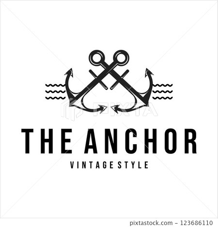 anchor ship logo vintage vector icon symbol illustration template design. anchor retro icon emblem for sailor or marine business concept design anchor ship logo vintage vector icon symbol illustration template design. anchor retro icon emblem for sailor or marine business concept design 123686110