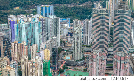 Feb 23 2025 Buildings in a Bustling City with Greenery 123686181