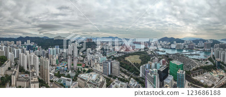 Feb 23 2025 Panoramic Aerial View of an Urban Cityscape with Skyscrapers 123686188