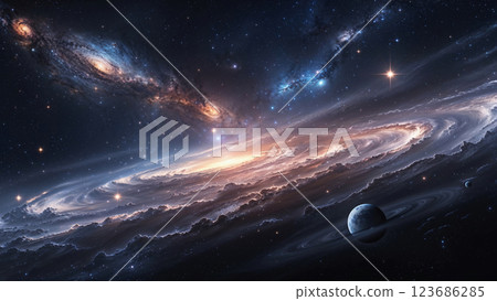 太空中漂浮的星雲和恆星 123686285