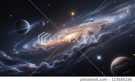 Nebulae and stars floating in space Nebulae and stars floating in space 123686286