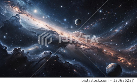 太空中漂浮的星雲和恆星 123686287