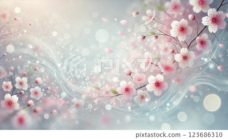 Cherry blossoms dance in the air, creating a fantastic background Cherry blossoms dance in the air, creating a fantastic background 123686310