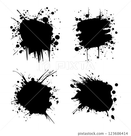 Elements Set of Black Abstract Ink Stain Paint Water Fluid Liquid Splash Background Elements Set of Black Abstract Ink Stain Paint Water Fluid Liquid Splash Background 123686414