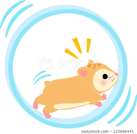 Hamster running in a wheel 123686445