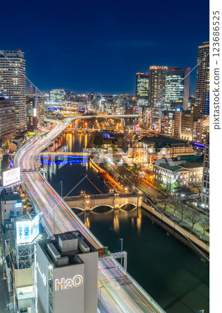 大阪夜景:日落後的堂島暮色 大阪夜景:日落後的堂島暮色 123686525