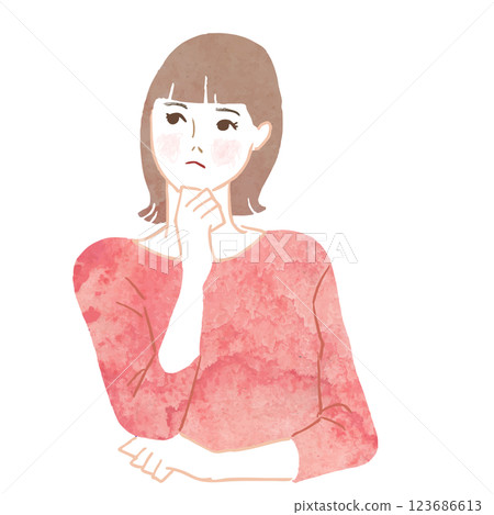 Woman with arms folded, front, watercolor, vector 123686613