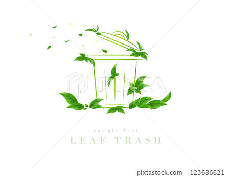 Garbage can (dust box) painted with green leaves | Ecology Art Series 123686621