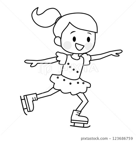 Illustration of a girl doing figure skating - Line drawing 123686759