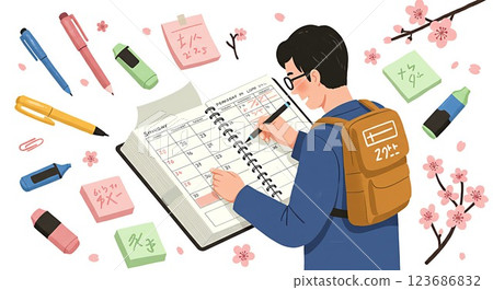 A man writing plans in a new diary 123686832