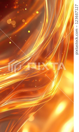 Vibrant swirls of amber and gold create a stunning abstract background reflecting light and energy 123687127