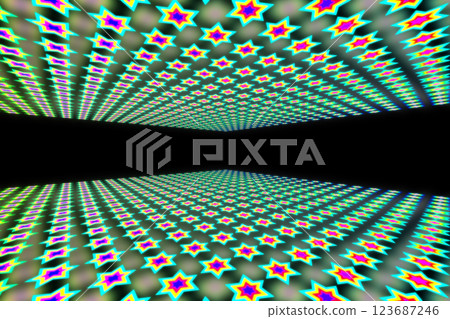 A CG image of a hexagram pattern laid out in 3D space 123687246