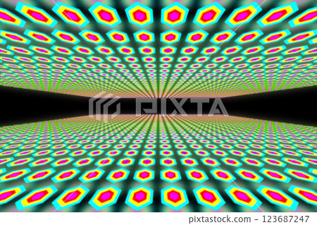 CG image of a hexagonal pattern laid out in 3D space 123687247