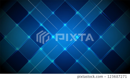 modern blue square pattern texture with highlights, geometric technology concept for product display and mockup 123687271