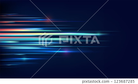 abstract technology digital art with vibrant light streaks in blue yellow orange conveying speed and motion abstract technology digital art with vibrant light streaks in blue yellow orange conveying speed and motion 123687285