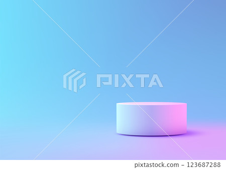 modern minimalist white cylindrical podium on blue purple gradient background, 3d product display mockup modern minimalist white cylindrical podium on blue purple gradient background, 3d product display mockup 123687288