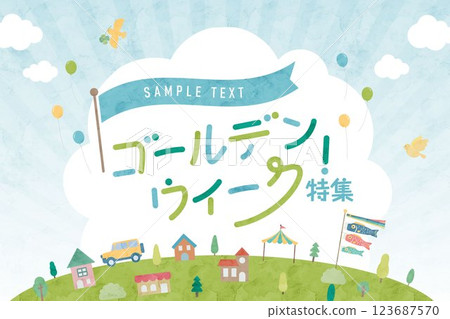 Golden Week special layout design and logo 123687570