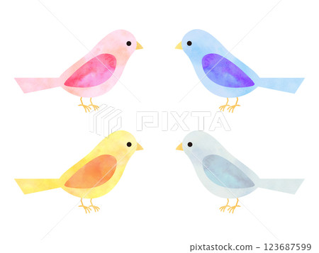 Colorful bird illustration material set 123687599