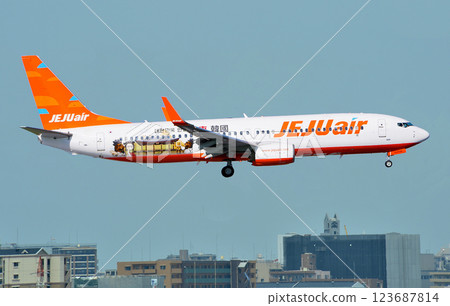 Jeju Air B737-800 approaching Fukuoka Airport 123687814