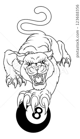 Panther Leopard Pool Billiards Ball Team Mascot Panther Leopard Pool Billiards Ball Team Mascot 123688356
