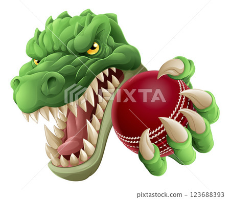 Crocodile Dinosaur Alligator Cricket Sports Mascot Crocodile Dinosaur Alligator Cricket Sports Mascot 123688393
