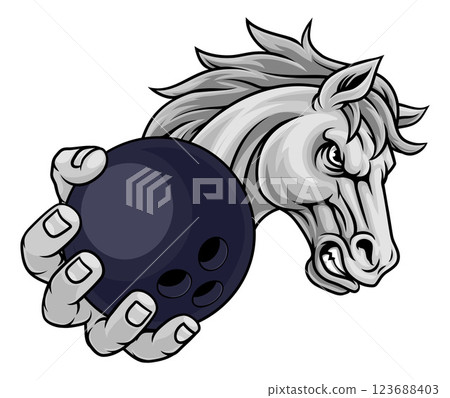 Horse Mustang Stallion Bowling Sports Team Mascot Horse Mustang Stallion Bowling Sports Team Mascot 123688403