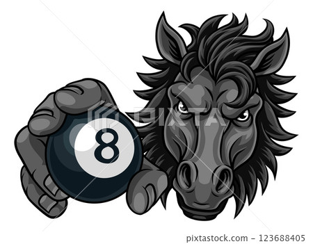 Horse Mustang Stallion Pool Billiards Sport Mascot 123688405