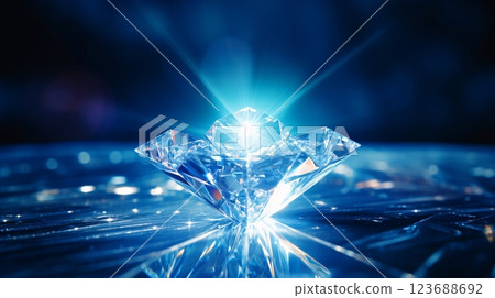 藍光下閃閃發光的鑽石寶石 藍光下閃閃發光的鑽石寶石 123688692