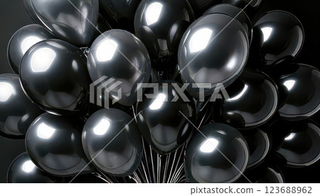 AI image: Many balloons floating in the air (black) 123688962