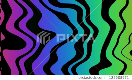 Wavy Colorful Abstract Pattern in Neon Purple, Blue, Green for 70s, Y2K Style 123688971