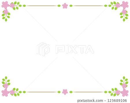 Cherry blossoms / Spring / Cherry blossom viewing / Japanese style / Frame / Frame / Illustration / Material 123689106