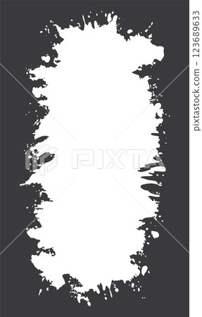 Abstract Black Ink Stain Watercolor Rough Rustic Vertical Frame Background with Copy Space 123689633