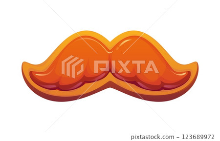 St Patrick day holiday candy, red leprechaun mustache cookie with a golden brown base and glossy orange icing. Cartoon vector sweet food, fun and playful whiskers dessert for Irish themed parties St Patrick day holiday candy, red leprechaun mustache cookie with a golden brown base and glossy orange icing. Cartoon vector sweet food, fun and playful whiskers dessert for Irish themed parties 123689972
