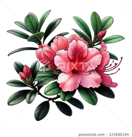 美麗的杜鵑花插圖 123690194