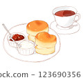 烤餅和茶插圖 123690356