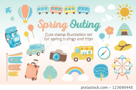Flat icon illustrations perfect for spring/summer travel, outdoor activities, and Japan's Golden Week in May Flat icon illustrations perfect for spring/summer travel, outdoor activities, and Japan's Golden Week in May 123690448