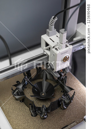 The 3D printing machine operation. The 3D rapid prototype processing concept. 123690468