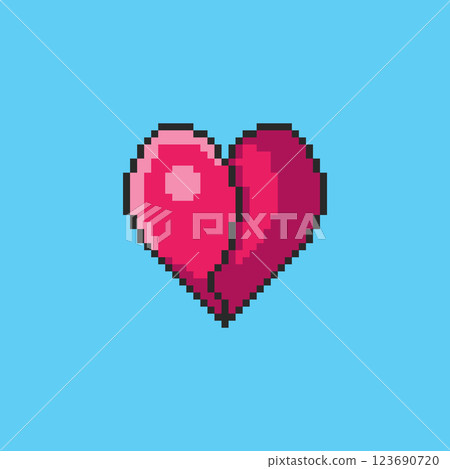 Pixel art Broken Heart game asset design Pixel art Broken Heart game asset design 123690720