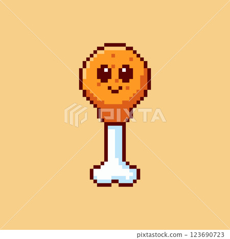 Pixel art Cute Fried Chicken Drumstick game asset design Pixel art Cute Fried Chicken Drumstick game asset design 123690723