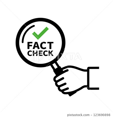 使用放大鏡檢查事實查核資訊的插圖 123690898