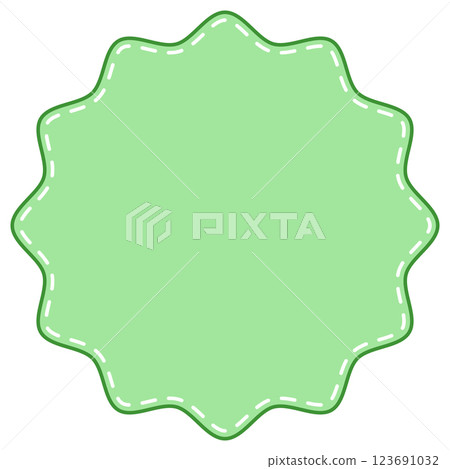 Vibrant Green Starburst Badge with Playful Dashed Border 123691032