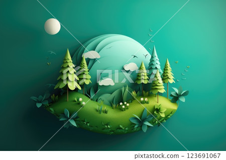 green nature paper art illustration 123691067