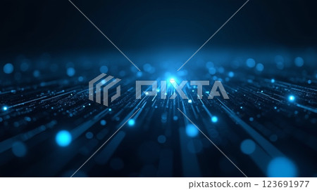 Futuristic abstract digital background with glowing blue particles and lines. Technology, big data, internet, and communication concept 123691977