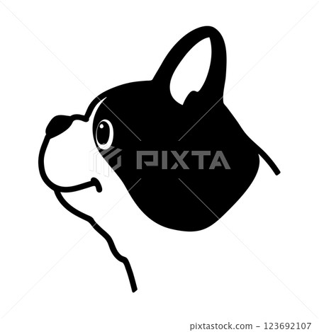 Simple and cute French bulldog profile - line drawing only Simple and cute French bulldog profile - line drawing only 123692107