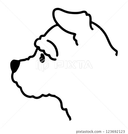 Simple and cute miniature schnauzer profile - line drawing only 123692123