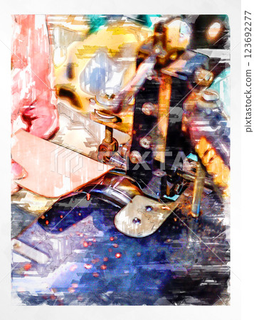 Sketch style sketch illustration leather leatherwork handmade leather art leather craftsman workshop craftsman professional 123692277