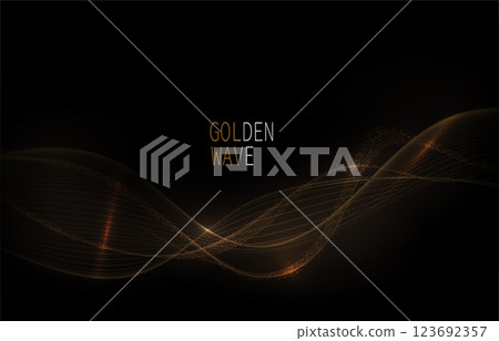 Isolated design element, wavy illustration of golden color with tinsel on black background Isolated design element, wavy illustration of golden color with tinsel on black background 123692357